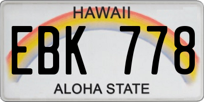 HI license plate EBK778