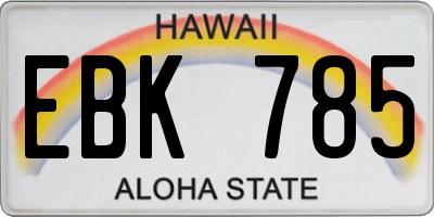 HI license plate EBK785