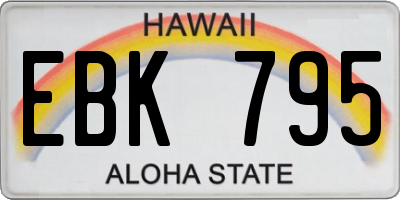 HI license plate EBK795