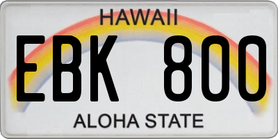 HI license plate EBK800