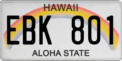 HI license plate EBK801