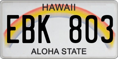 HI license plate EBK803
