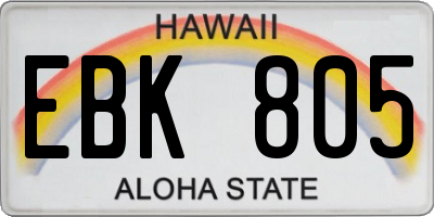 HI license plate EBK805