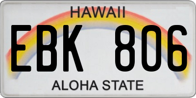 HI license plate EBK806
