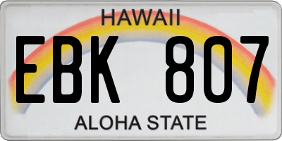 HI license plate EBK807