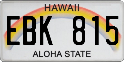 HI license plate EBK815