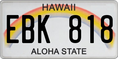 HI license plate EBK818