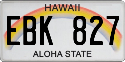 HI license plate EBK827