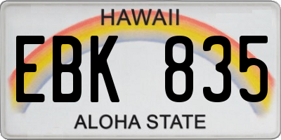 HI license plate EBK835