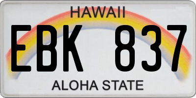 HI license plate EBK837