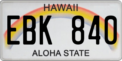 HI license plate EBK840