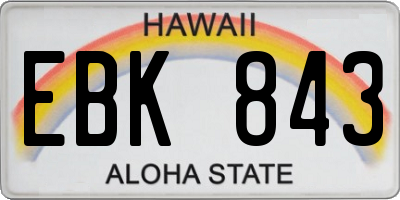 HI license plate EBK843