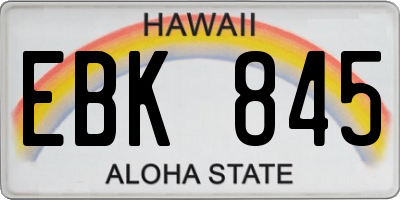HI license plate EBK845