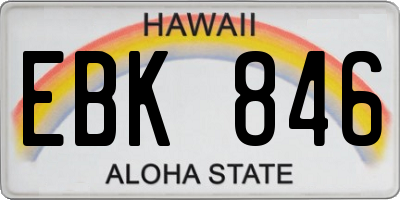 HI license plate EBK846
