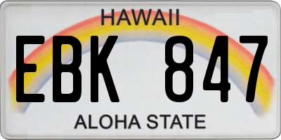 HI license plate EBK847