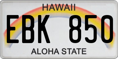 HI license plate EBK850