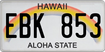 HI license plate EBK853