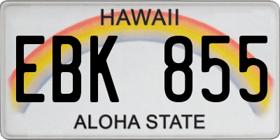 HI license plate EBK855