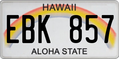 HI license plate EBK857
