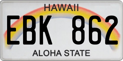 HI license plate EBK862