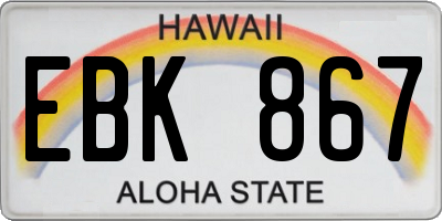 HI license plate EBK867