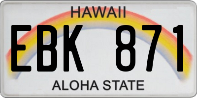 HI license plate EBK871