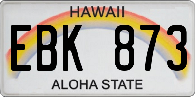 HI license plate EBK873