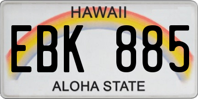 HI license plate EBK885