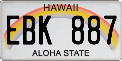 HI license plate EBK887