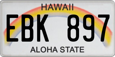 HI license plate EBK897