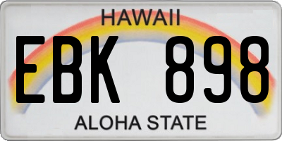 HI license plate EBK898