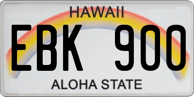 HI license plate EBK900