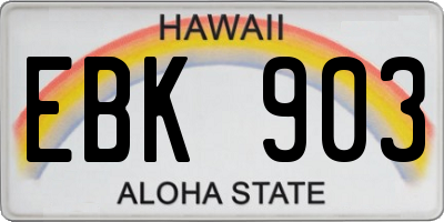 HI license plate EBK903