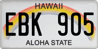 HI license plate EBK905