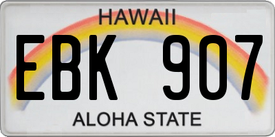 HI license plate EBK907