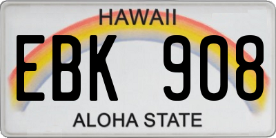 HI license plate EBK908