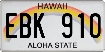 HI license plate EBK910