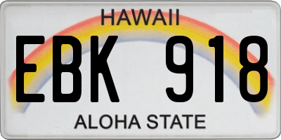 HI license plate EBK918