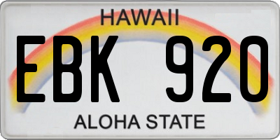 HI license plate EBK920