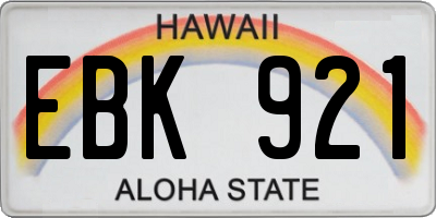HI license plate EBK921