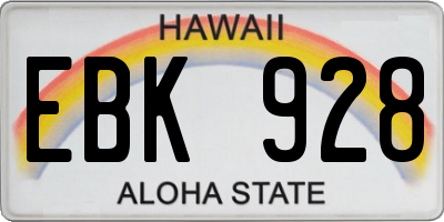 HI license plate EBK928