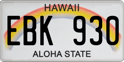 HI license plate EBK930