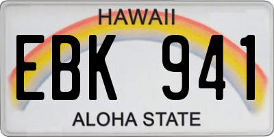 HI license plate EBK941