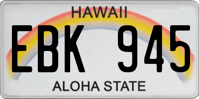 HI license plate EBK945