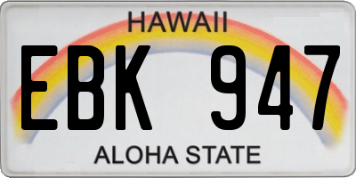 HI license plate EBK947