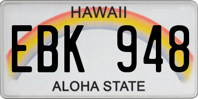 HI license plate EBK948