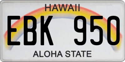 HI license plate EBK950