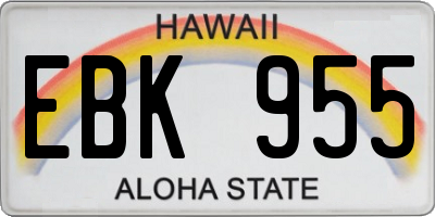 HI license plate EBK955