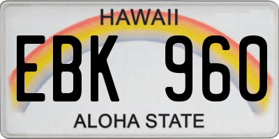 HI license plate EBK960