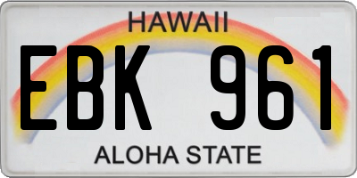 HI license plate EBK961